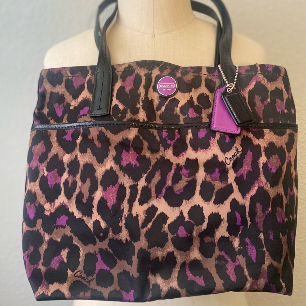 Coach Purple Leopard Tote